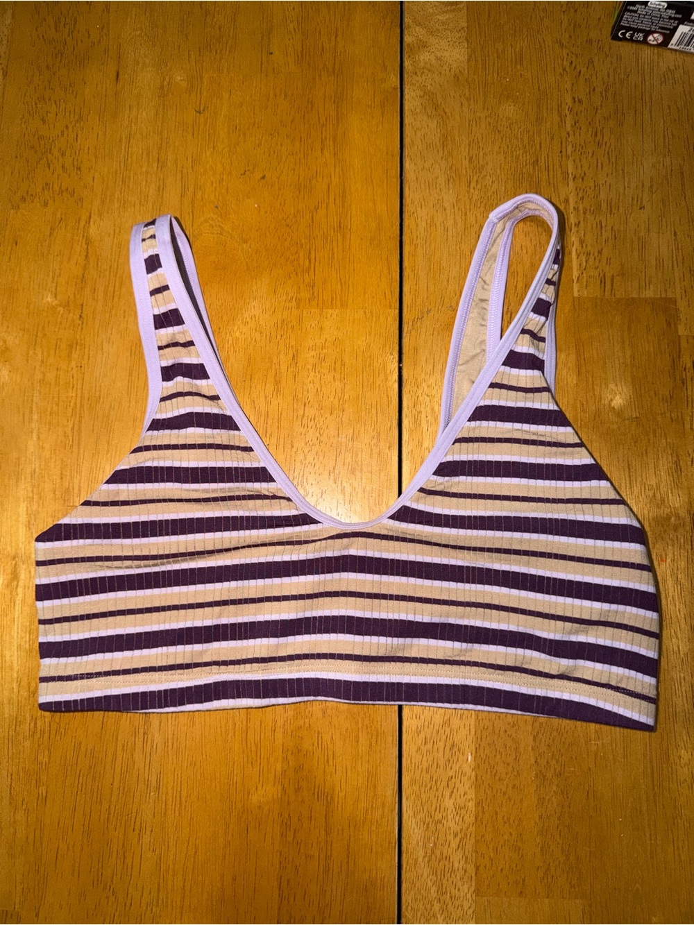 Aerie Striped Lavender Ribbed Bralette